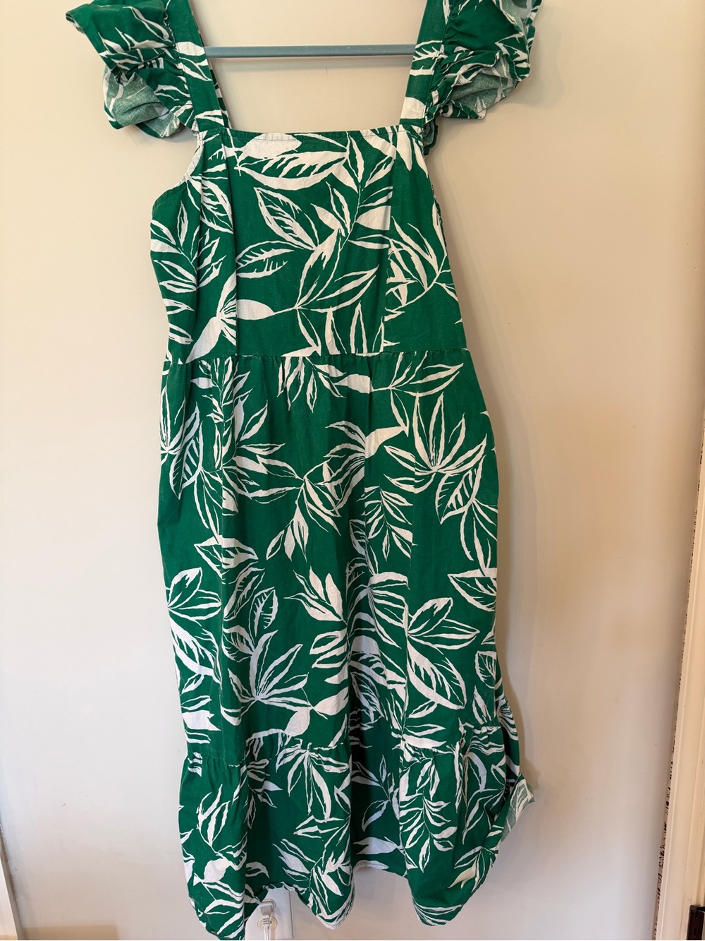 Floral boho 100% cotton smocked riffle sleeve dress size 2XL